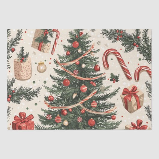 Poinsettia Bloemen Kerstpatroon (4) Tissuepapier (Voorkant)