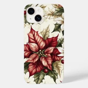 Poinsettia Bloemen Kerstpatroon (5) Case-Mate iPhone 14 Hoesje