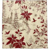 Poinsettia Bloemen Kerstpatroon (8) Douchegordijn (Voorkant)