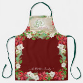 Poinsettia Bloemen Kerstvreugde aan Wereld Bourgon Schort (Voorkant)