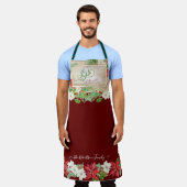 Poinsettia Bloemen Kerstvreugde aan Wereld Bourgon Schort (Gedragen)