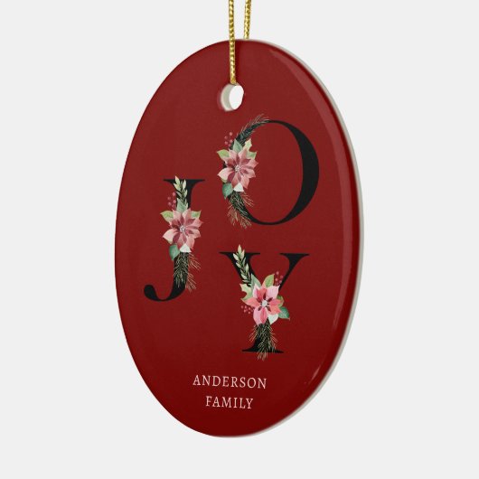 Poinsettia Bloemen Letters Vakantie Monogram Keramisch Ornament (Links)