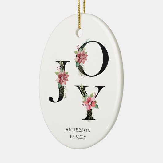 Poinsettia Bloemen Letters Vakantie Monogram Keramisch Ornament (Links)