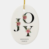 Poinsettia Bloemen Letters Vakantie Monogram Keramisch Ornament (Voorkant)