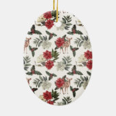 Poinsettia Bloemen Letters Vakantie Monogram Keramisch Ornament (Achterkant)
