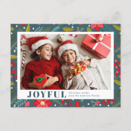 Poinsettia Bloemen Patroon Vrolijk Foto Kerstmis Feestdagenkaart