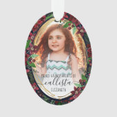 Poinsettia Bloemen Trotse Grootouders Fotonaam Ornament (voorkant)