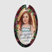 Poinsettia Bloemen Trotse Grootouders Fotonaam Ornament (voorkant)