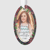 Poinsettia Bloemen Trotse Grootouders Fotonaam Ornament (voorkant)