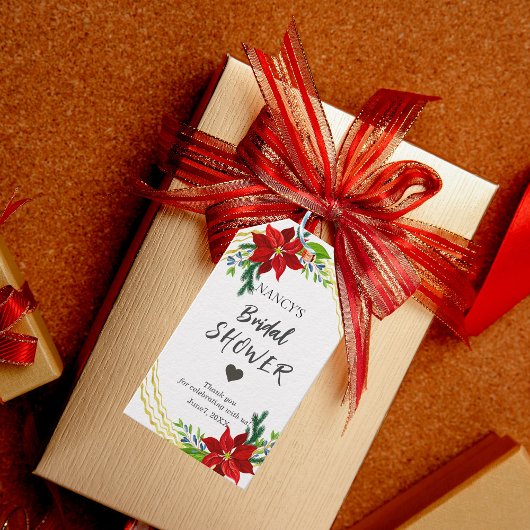 Poinsettia Bloemenboeket Bruidsdouche Bedankje Cadeaulabel