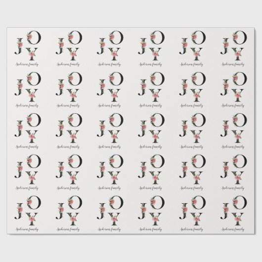 Poinsettia bloemenbrieven vakantie monogram cadeaupapier (Vlak)