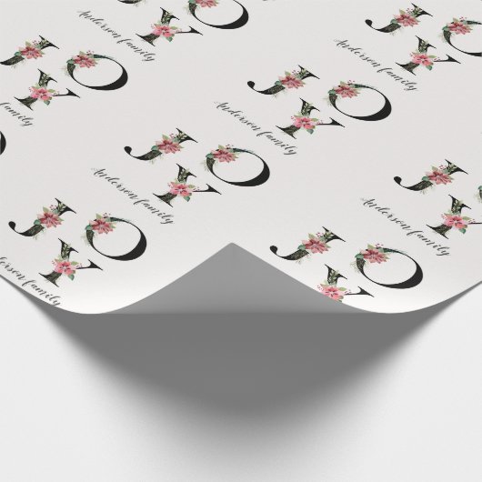 Poinsettia bloemenbrieven vakantie monogram cadeaupapier (Hoek)