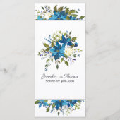 Poinsettia Bloemenbruiloft Menu | Turquoise blauw (Achterkant)