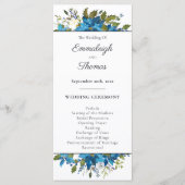 Poinsettia bloemenbruiloft | Turquoise blauw Programmakaart (Voorkant)