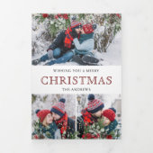 Poinsettia Bloemenhaard Foto Kerstmis Drieluik Wenskaart (Cover)