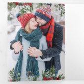 Poinsettia Bloemenhaard Foto Kerstmis Drieluik Wenskaart (Binnenzijde eerst)