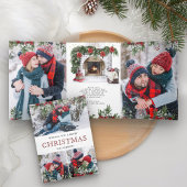 Poinsettia Bloemenhaard Foto Kerstmis Drieluik Wenskaart