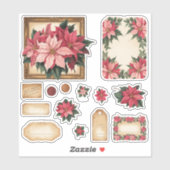 Poinsettia Bloemenversieringen Stickers (Vel)