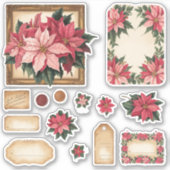  Poinsettia Bloemenversieringen Stickers (Voorkant)
