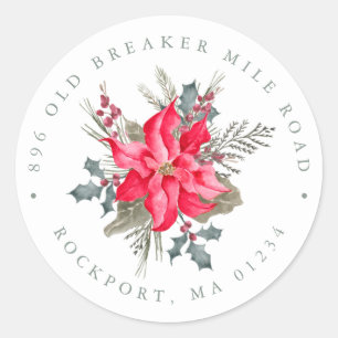 Poinsettia Boeket Kerst retour adres label