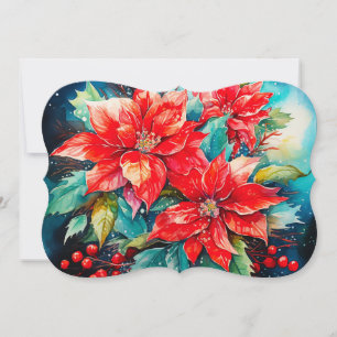 Poinsettia Boeket Voeg Handtekening & Groet toe Feestdagenkaart