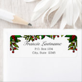 Poinsettia Border kerst Return-adreslabel Etiket (Insitu)