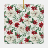Poinsettia Border Roundholiday Keramisch Ornament (Achterkant)
