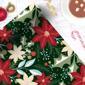 Poinsettia Botanical Floral Kerstmis Cadeaupapier