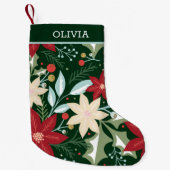 Poinsettia Botanical Floral Kerstmis Kleine Kerstsok (Voorkant)