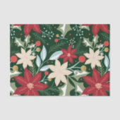 Poinsettia Botanical Floral Kerstmis Tissuepapier (Voorkant)