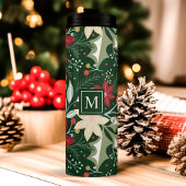 Poinsettia Botanical Floral-kerstmonogram Thermosbeker