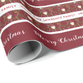 Poinsettia Botanical Personalized Merry Kerstmis Cadeaupapier (Rol Hoek)