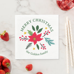 Poinsettia Botanicals Foliage Vakantie CUSTOM Servet