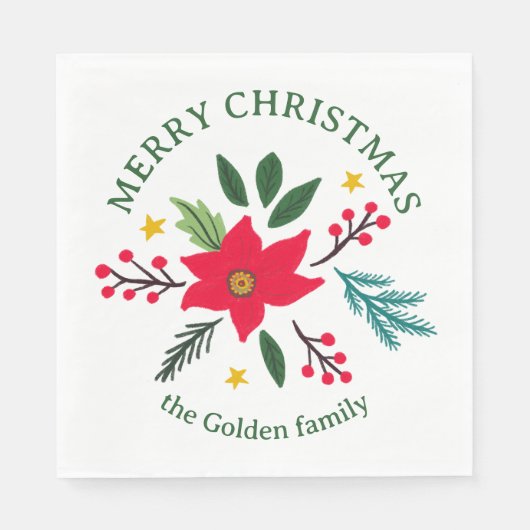 Poinsettia Botanicals Foliage Vakantie CUSTOM Servet (Voorkant)