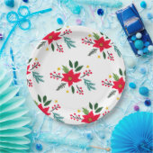 Poinsettia Botanicals Foliage Vakantie Kerstmis Papieren Bordje (Feest)