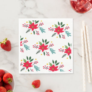Poinsettia Botanicals Foliage Vakantie Kerstmis Servet