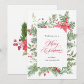 Poinsettia Botanische Kerst Feestdagenkaart (Voorkant / Achterkant)