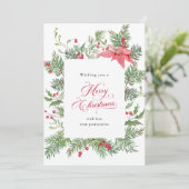 Poinsettia Botanische Rode Plaid Kerstmis Feestdagenkaart (Staand voorkant)