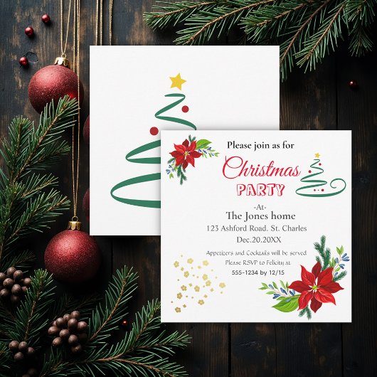 Poinsettia Bouquet, kerstfeest Kaart