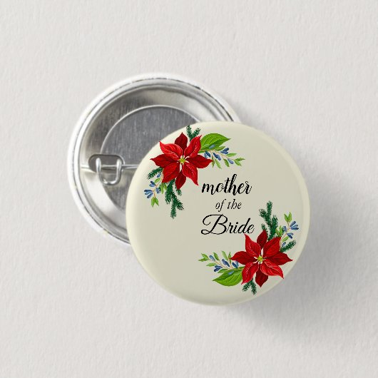 Poinsettia bouquet Moeder van de Bride Ronde Button 3,2 Cm (Voorkant /achterkant)