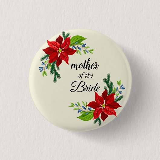 Poinsettia bouquet Moeder van de Bride Ronde Button 3,2 Cm (Voorkant)