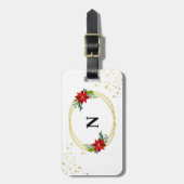 Poinsettia Bouquet Monogram Bagagelabel (Voorkant verticaal)