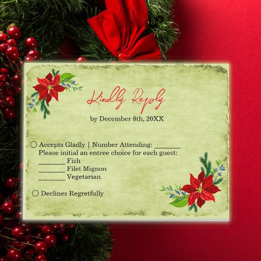 Poinsettia Bouquet,  RSV-Briefkaart Uitnodiging Briefkaart