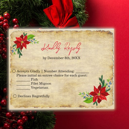 Poinsettia Bouquet,  RSV Uitnodiging Briefkaart