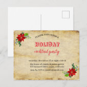 Poinsettia Bouquet, Vintage-kerstfeest Uitnodiging Briefkaart (Voorkant / Achterkant)