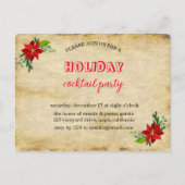 Poinsettia Bouquet, Vintage-kerstfeest Uitnodiging Briefkaart (Voorkant)
