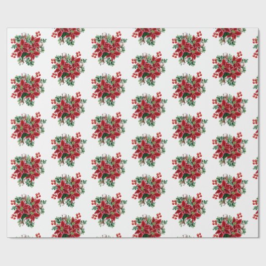 poinsettia bouquet Wrapping Paper Cadeaupapier (Vlak)