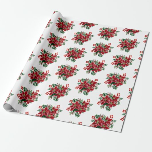  poinsettia bouquet Wrapping Paper Cadeaupapier (Uitgerold)
