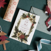 Poinsettia Bourgogne Goud Xmas Bloemen Bruiloft Kaart