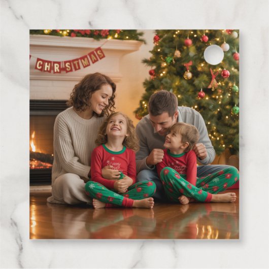 Poinsettia Bow Kerstvakantie Bedankjes Labels (Achterkant)